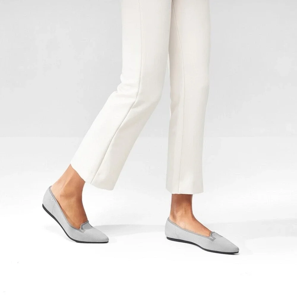 VIVAIA Manon Pointed-Toe Knit Flats Cloud Grey | EU 42 / US 10.5